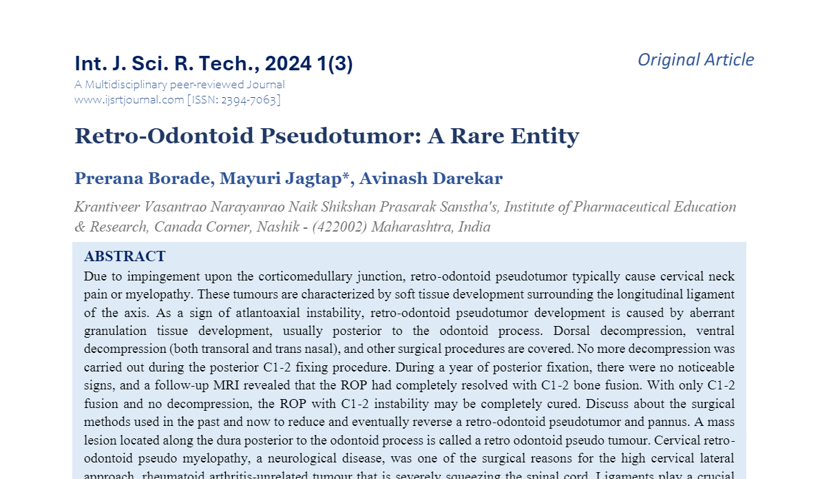 International Journal of Scientific Research and Technology | Open Access